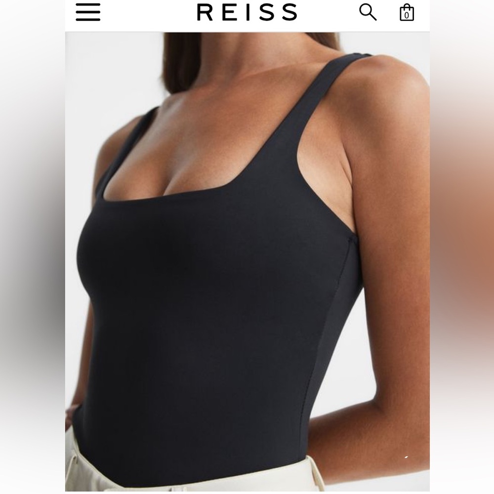 NWT REISS Laurie Square Neck Wide Straps sleeveless jersey Thong bodysuit top